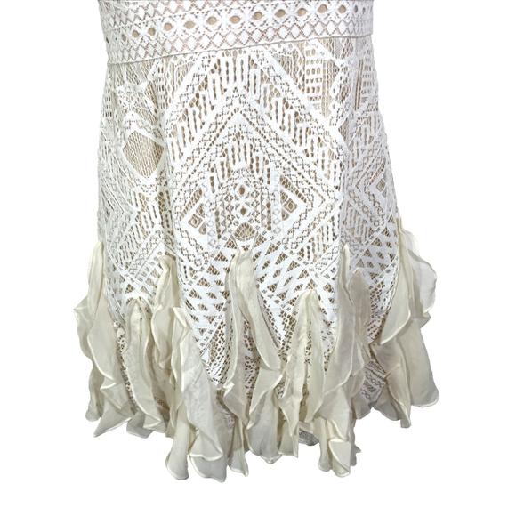 BCBGMaxazria Ivory Leighann Lace Halter Off Shoulder Cocktail Dress Sz 0 - Picture 4 of 9